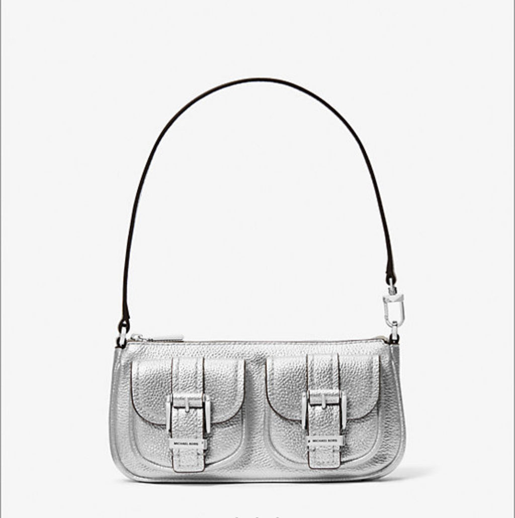 NWT Michael Kors Zoe Small Metallic Leather Pochette