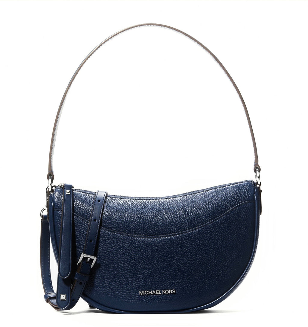 NWT Michael Kors Dover Medium  Leather Crossbody Bag In Navy