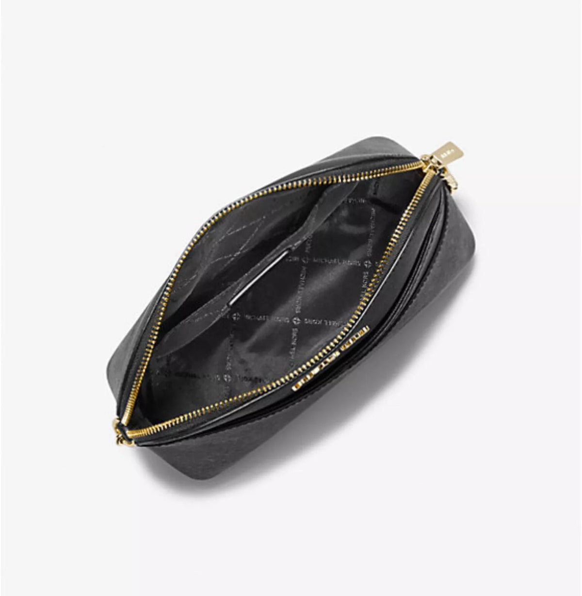 NWT Michael Kors Jet Set Travel Medium Dome Crossbody Bag- Gold/Black In Saffiano Leather